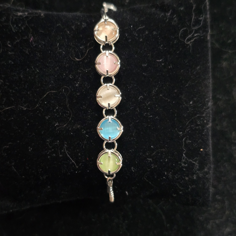 Elegant Multi-Color Silver Bracelet